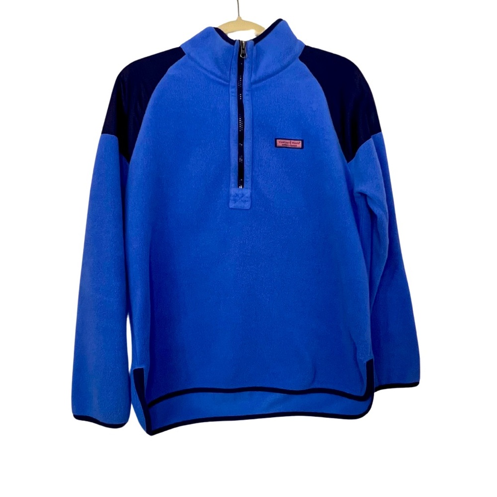 EUC Women’s Light Blue & Navy Vineyard Vines Half Zip Pullover Top Size M